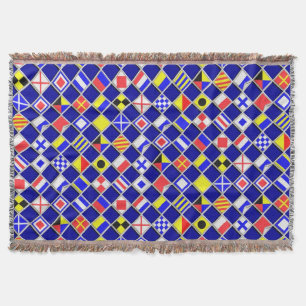 3D Effect Chequered Nautical Flag tiles Motif Throw Blanket