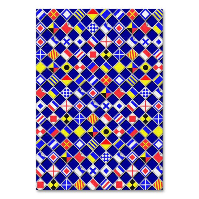 3D Effect Chequered Nautical Flag tiles Pattern Table Number (Front)