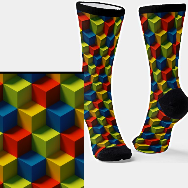3D Effect Cubes Optical Illusion Socks (Creator Uploaded)