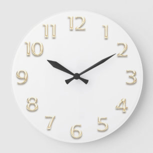 3D Effect Gold White Minimalism Large Clock
