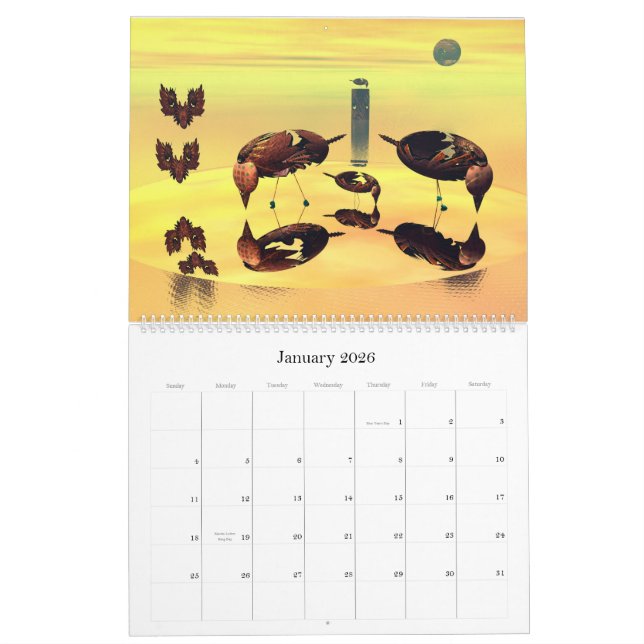 3D effects fractals Calendar (Jan 2026)