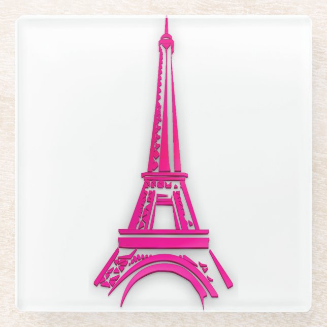3d Eiffel tower, France clipart Glass Coaster (Front)