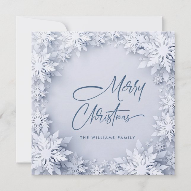 3D Elegant Snowflakes Christmas Greeting Holiday Card (Front)