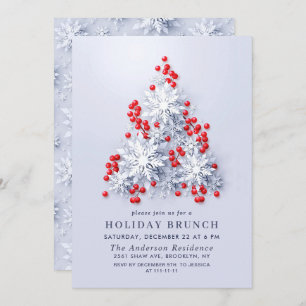 3D Elegant Snowflakes CHRISTMAS HOLIDAY BRUNCH Invitation