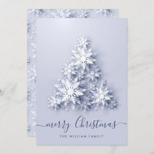 3D Elegant Snowflakes Christmas Tree Greeting Holiday Card