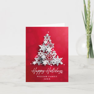 3D Elegant Snowflakes Christmas Tree Greeting Holiday Card