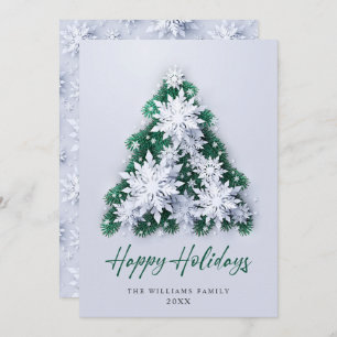 3D Elegant Snowflakes Christmas Tree Greeting Holiday Card