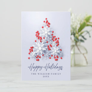 3D Elegant Snowflakes Christmas Tree Greeting Holiday Card
