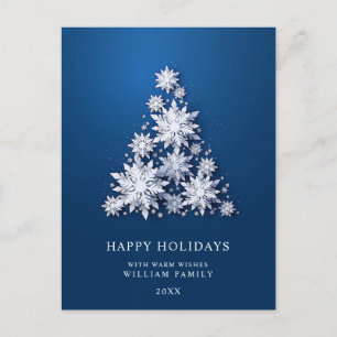 3D Elegant Snowflakes Christmas Tree Greeting Postcard