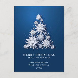 3D Elegant Snowflakes Christmas Tree Greeting Postcard