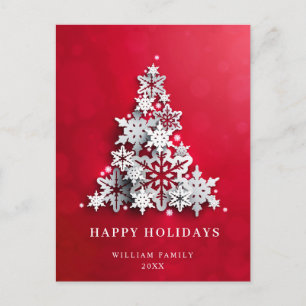 3D Elegant Snowflakes Christmas Tree Greeting Postcard