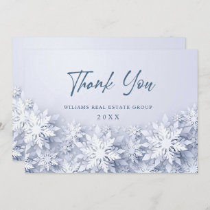 3D Elegant Snowflakes Corporate Christmas Holiday Thank You Card