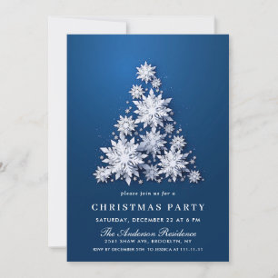 3D Elegant Snowflakes Tree Holiday CHRISTMAS PARTY Invitation