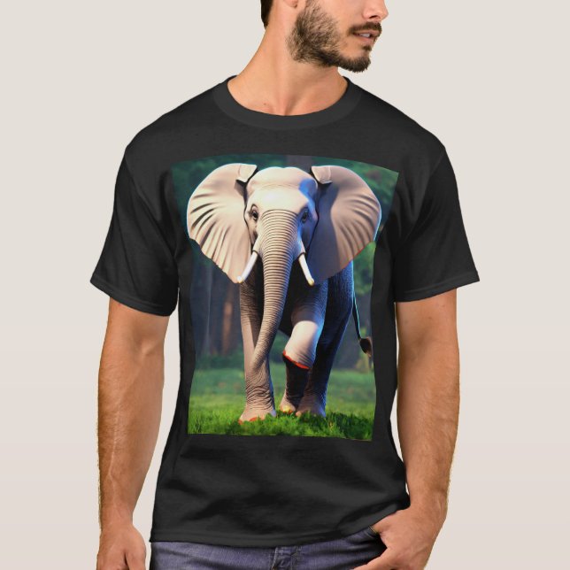 "3D Elephant Vision: Animated Tee" T-Shirt (Front)