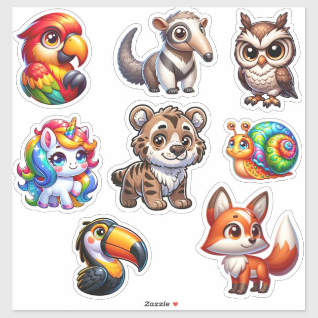 3D Fantasy Animal Sticker Extravaganza (Sheet)