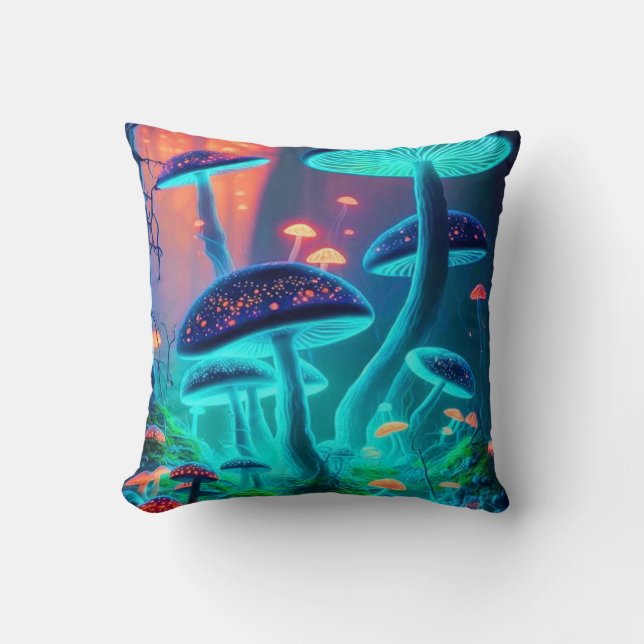 3d fantasy forest graphics mushroom cushion (Front)