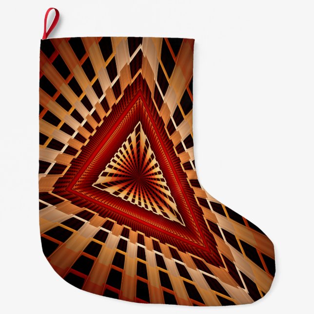 3D Fantasy Network Modern Fractal Graphic Design Large Christmas Stocking (Front)