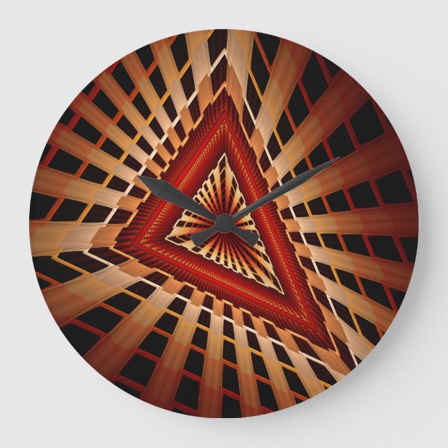3D Fantasy Network Modern Fractal Graphic Design Large Clock (Front)
