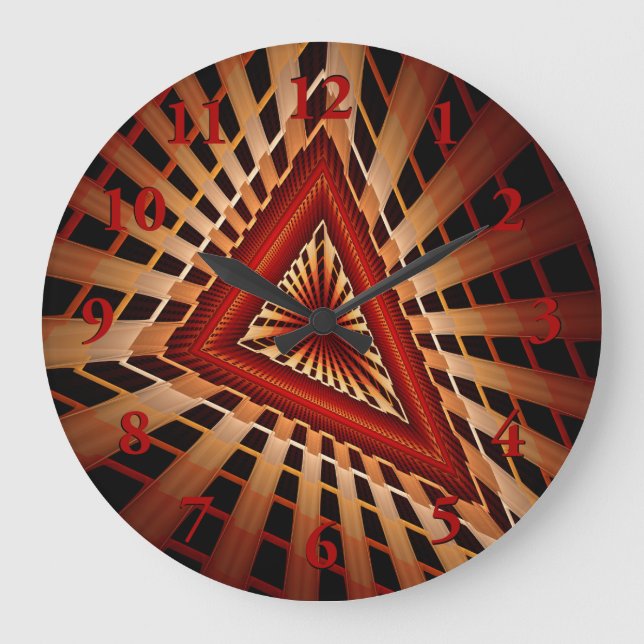 3D Fantasy Network Modern Fractal Graphic Design Large Clock (Front)