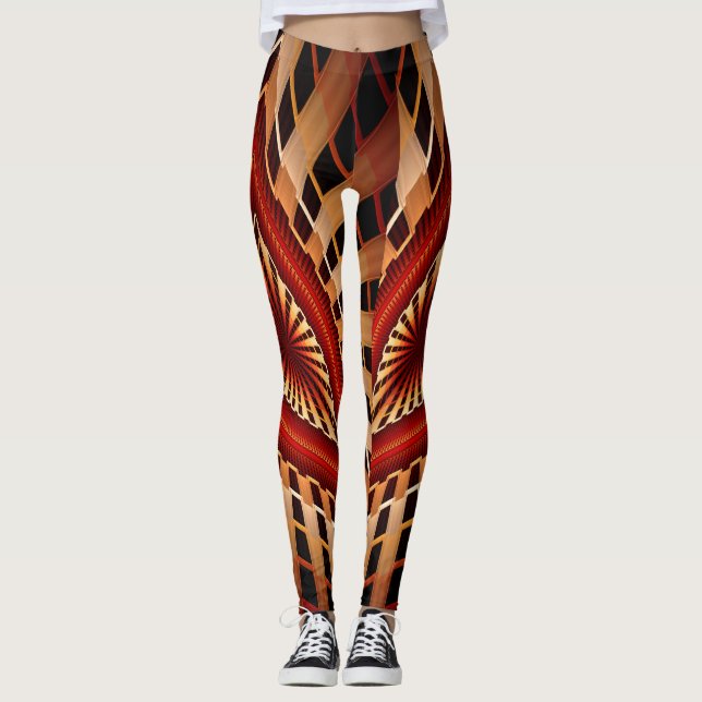 3D Fantasy Network Modern Fractal Graphic Design Leggings (Front)