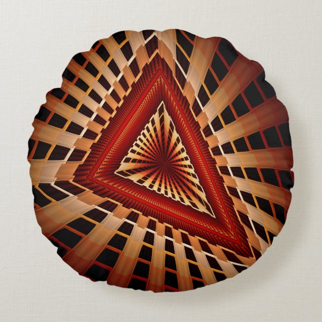 3D Fantasy Network Modern Fractal Graphic Design Round Cushion (Front)