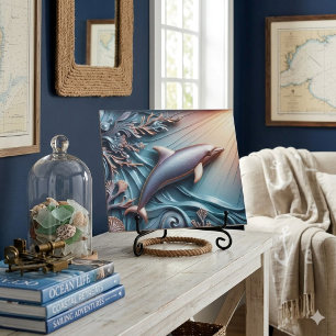 3D Faux Metal Dolphin Ocean Coral Reef Ceramic  Tile