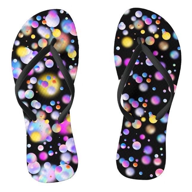3D Floating Balls Pattern. Black BG Jandals (Footbed)