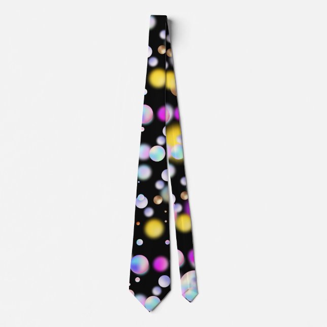3D Floating Balls Pattern. Black BG Tie (Front)
