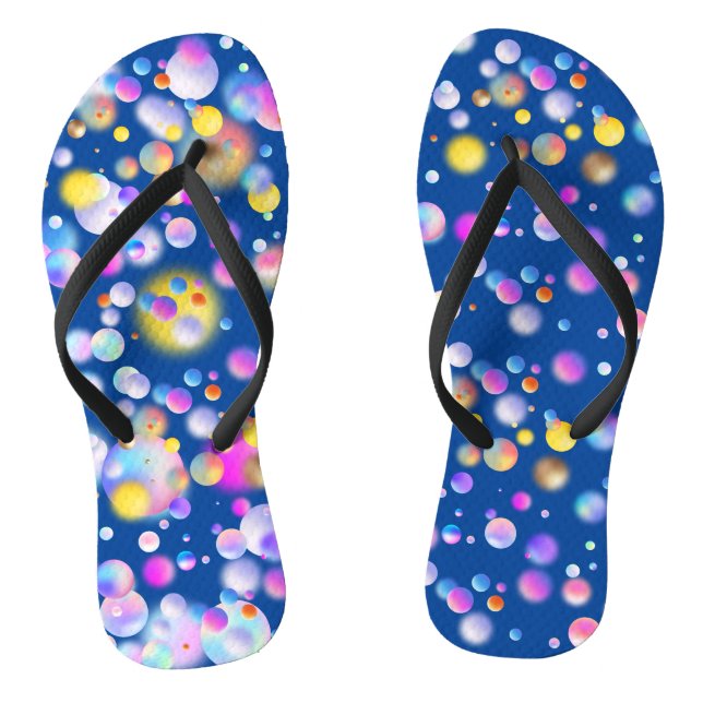 3D Floating Balls Pattern. Blue BG Jandals (Footbed)