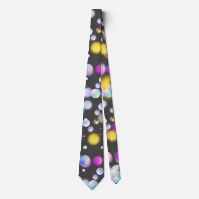3D Floating Balls Pattern. DGrey BG Tie (Front)
