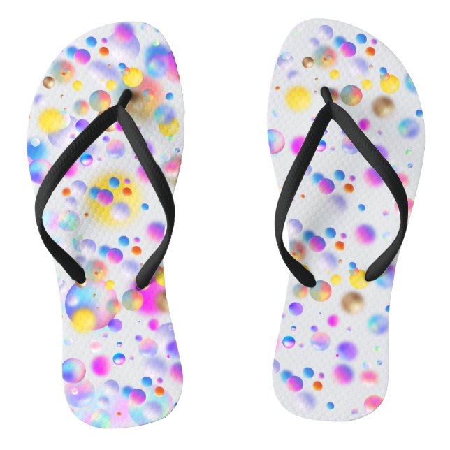 3D Floating Balls Pattern. White BG Jandals (Footbed)