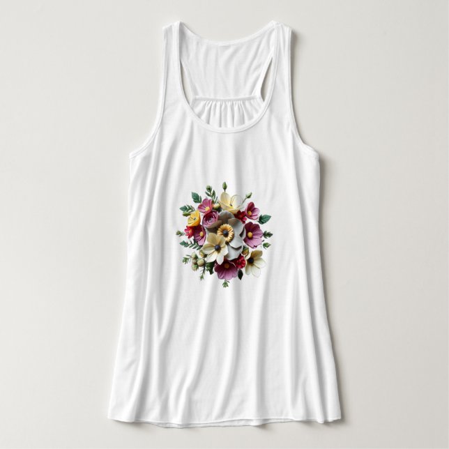 3D Floral Flowers Design Singlet (Design Front)