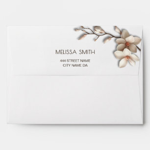 3D Floral Magnolia White Wedding Envelope