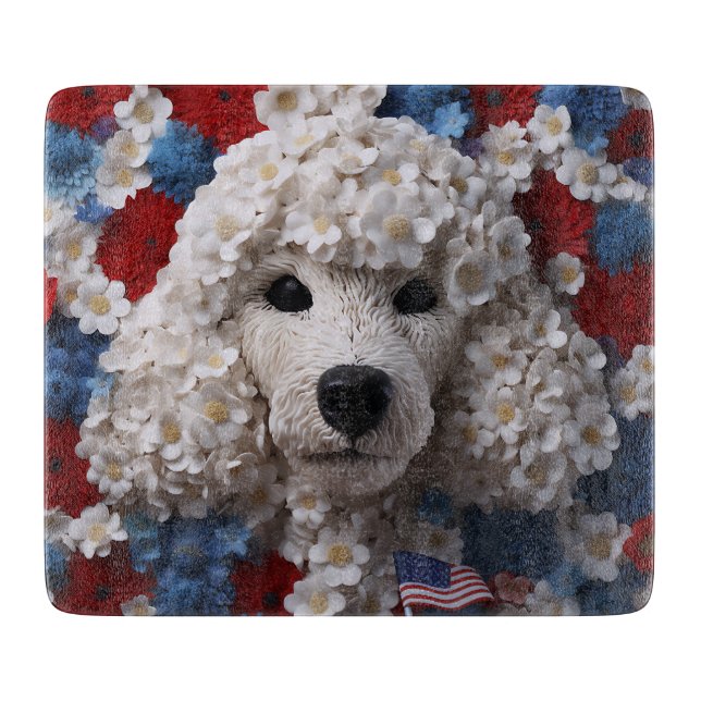 3D Floral Patriotic Poodle Cutting Board (Front)