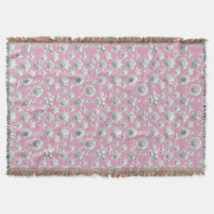 3D Floral Pattern 01.wx4.Lpink BG Throw Blanket
