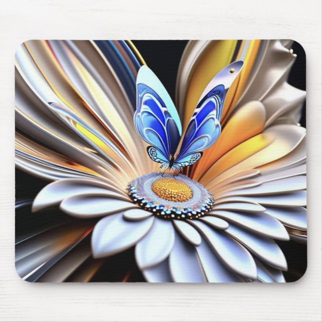 3D Flower and Butterfly  Mouse Pad (Front)