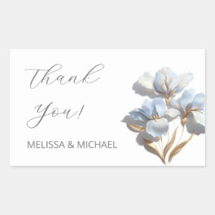 3D Flower Stylized Lily Thank You Rectangular Sticker