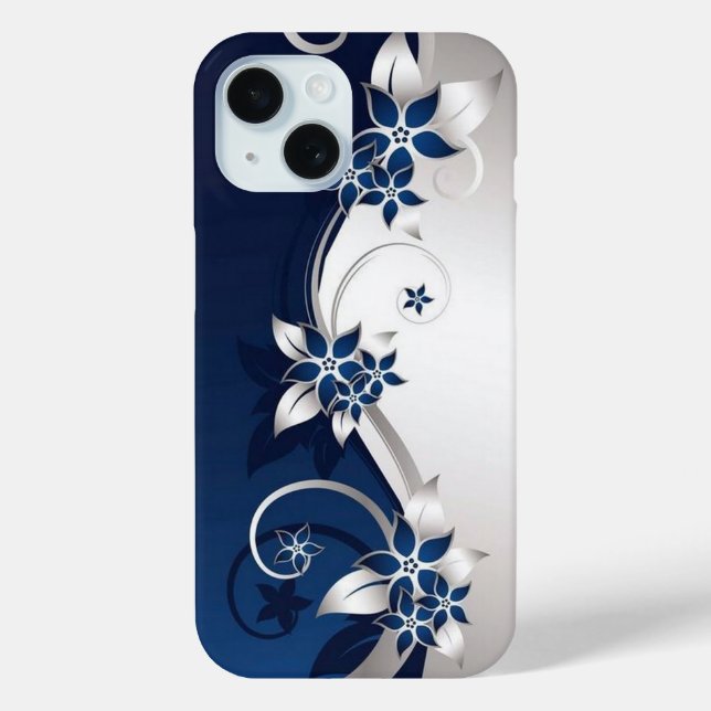 3D flowers blue and white  Case-Mate iPhone Case (Back)