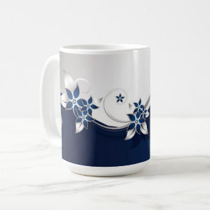 3D flowers blue and white Table Lamp Beverage Pitc Coffee Mug