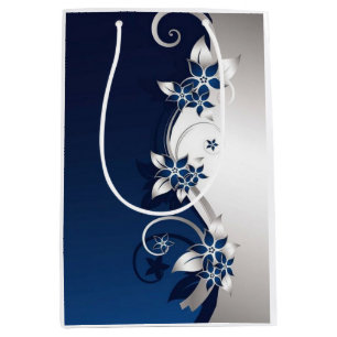 3D flowers blue and white Table Lamp Beverage Pitc Medium Gift Bag