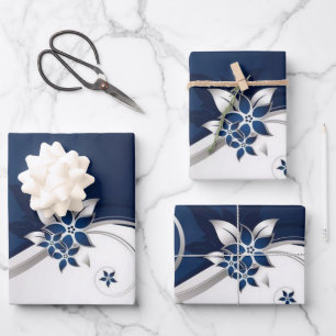 3D flowers blue and white Table Lamp Beverage Pitc Wrapping Paper Sheet