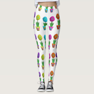3D Flowers in Pots Leggings