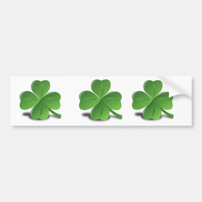3D Four Leaf Clover Bumper Sticker (Front)