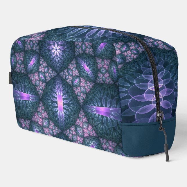 3D Fractal Art Abstract Pattern Blue Purple Pink Dopp Kit (Right Corner)