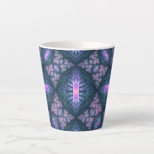 3D Fractal Art Abstract Pattern Blue Purple Pink Latte Mug