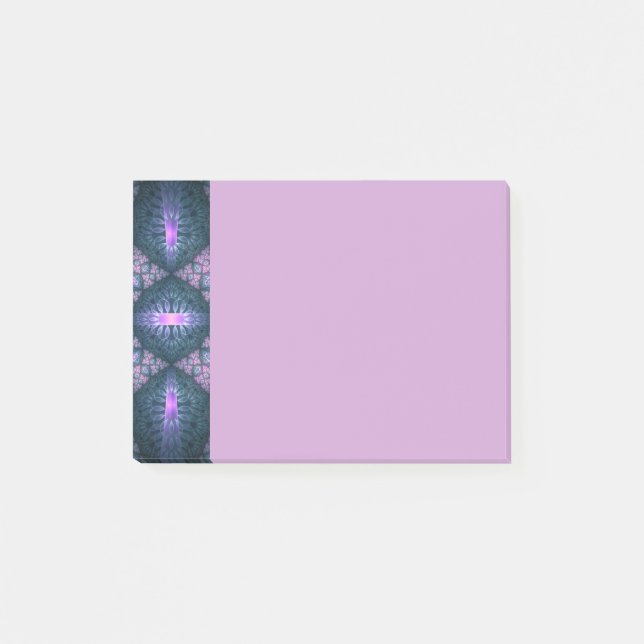 3D Fractal Art Abstract Pattern Blue Purple Pink Post-it Notes (Front)