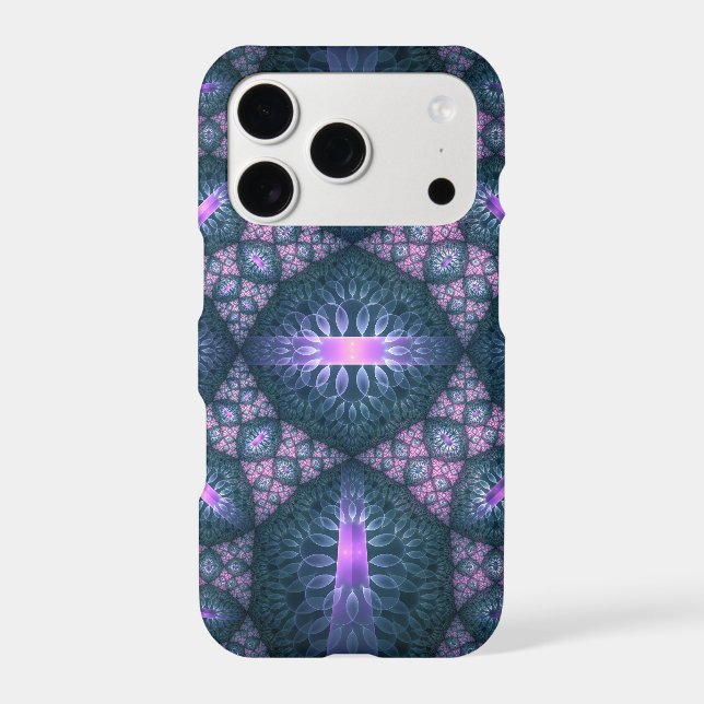 3D Fractal Art Pattern Turquoise Purple Pink (Back)