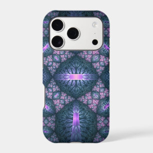 3D Fractal Art Pattern Turquoise Purple Pink