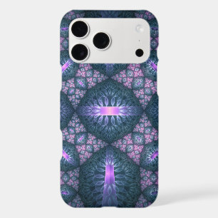 3D Fractal Art Pattern Turquoise Purple Pink