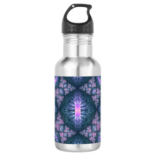 3D Fractal Art Pattern Turquoise Purple Pink 532 Ml Water Bottle